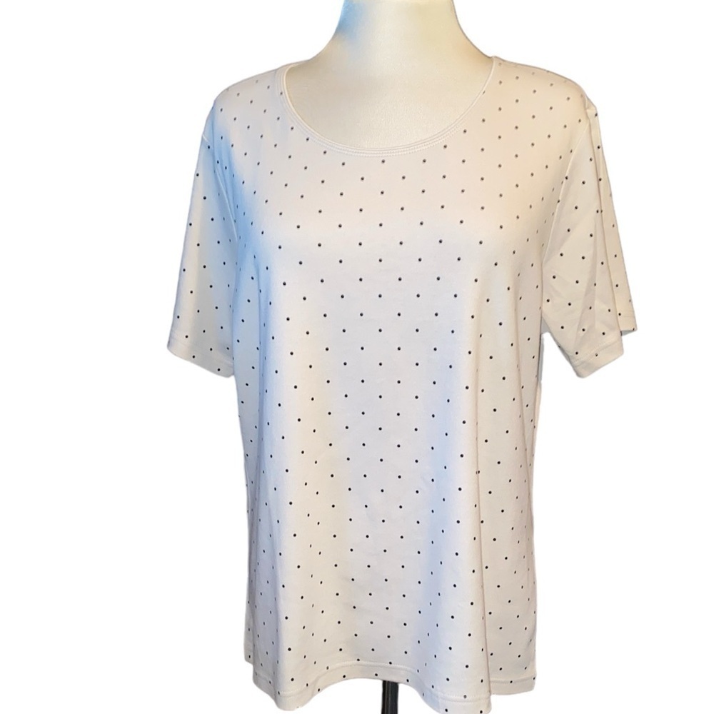 Jennifer Moore T-shirt short sleeves rounded neckline polka dots size XLarge